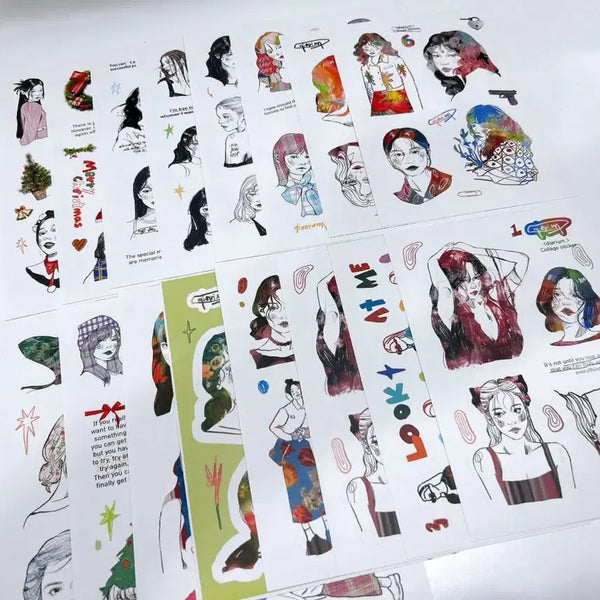 [BUNJANG] Adearium Drawing Sticker Set (16 Sheets) / A디아리움 드로잉 스티커 16매