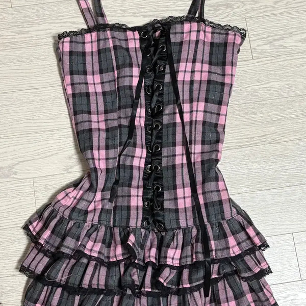 [BUNJANG] Gyaru Gothic Lace Mini Dress / 갸루 고스 레이스미니원피스 트랄랄라깔 마즈깔