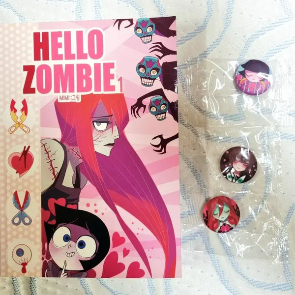 [BUNJANG] Hello Zombie Vol. 1 + 3 Can Badges Set / 텀블벅 헬로 좀비 1권 + 캔뱃지 3개