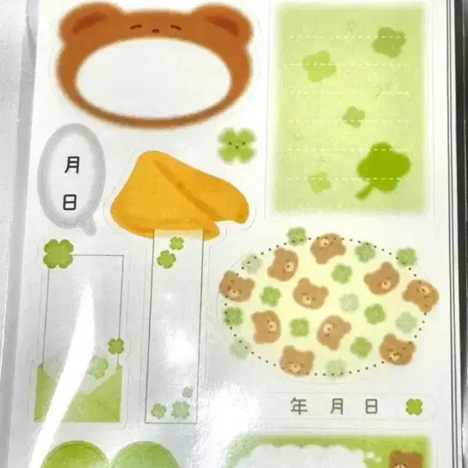 [BUNJANG] Daiso Clover Lucky Series - Bread, Toast, Pudding Stationery Memo Stickers / 다이소 클로버 행운시리즈 곰돌이 빵 식빵 푸딩 모조지 문구 메모지 스티커