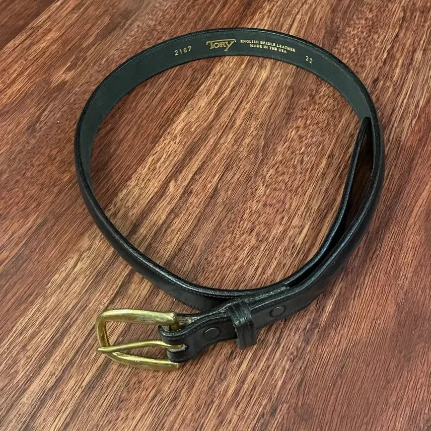 [BUNJANG] Tory Leather Brass Belt Black / 토리 레더 벨트 2167 블랙 브라스