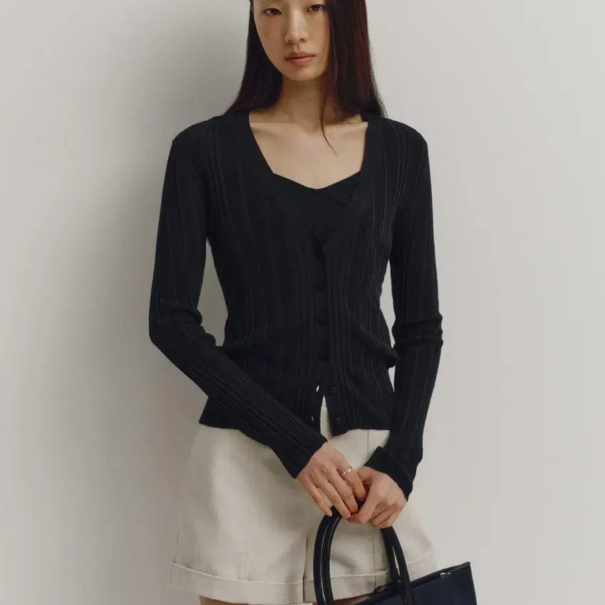 [BUNJANG] Sieg Bohv Ribbed Cardigan Deep Navy M / 시에 보브 리브드 가디건 딥네이비 m 한번착용