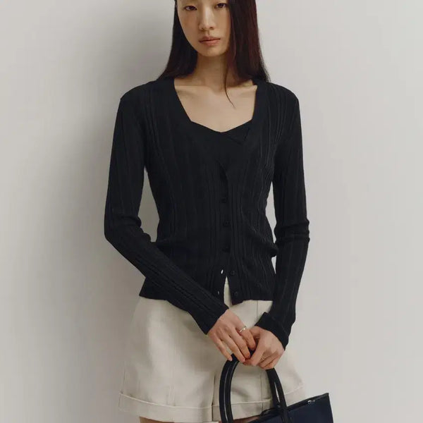 [BUNJANG] Sieg Bohv Ribbed Cardigan Deep Navy M / 시에 보브 리브드 가디건 딥네이비 m 한번착용