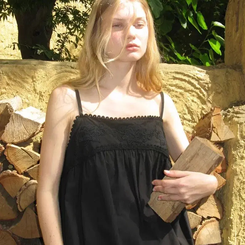 [BUNJANG] Withoutsummer Romantic Black Midi Slip Dress / 위드아웃썸머-romantic slip dress