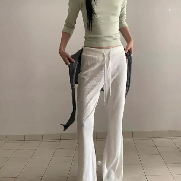 [BUNJANG] Slim Fit Ribbed Banding Bootcut Training Long Pants / 슬림핏 골지 밴딩 부츠컷 트레이닝 팬츠 롱팬츠