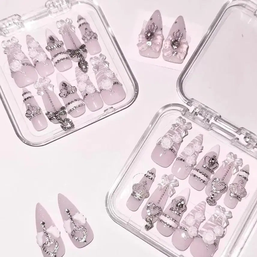 [BUNJANG] Handmade Pink Gyaru Zebra Nail Tips Custom Order / 수제 핑크 갸루 지브라 네일팁 주문제작