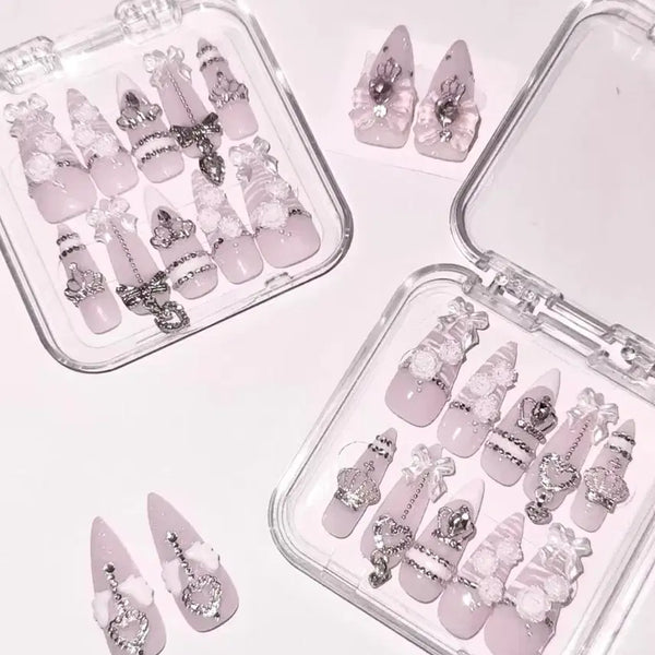 [BUNJANG] Handmade Pink Gyaru Zebra Nail Tips Custom Order / 수제 핑크 갸루 지브라 네일팁 주문제작