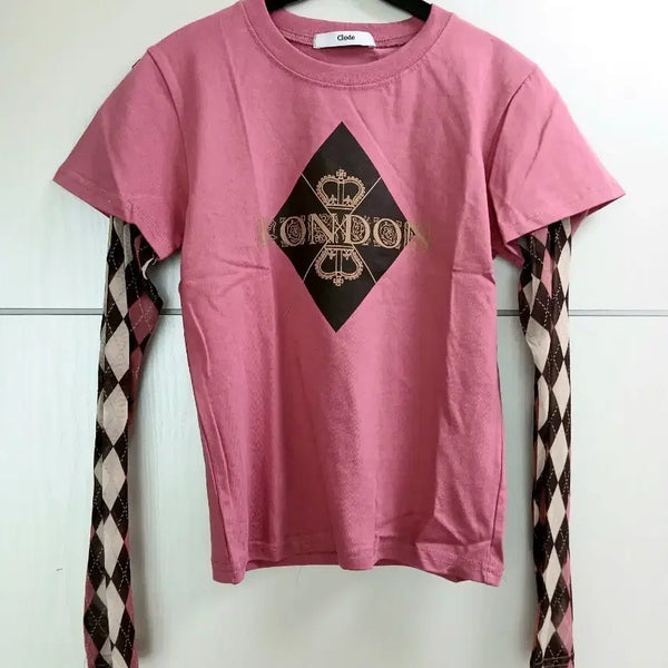 [BUNJANG] Globe London Pink Short Sleeve Layered T-Shirt / 글로브런던 핑크 반팔레이어드