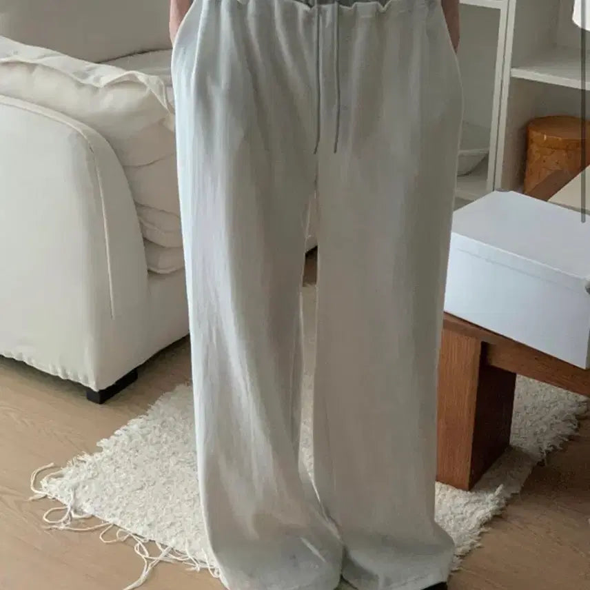 [BUNJANG] Colorblock Waistband Bagging Cotton Wide Pants / 허리 배색 새깅 트레이닝 면 와이드 팬츠