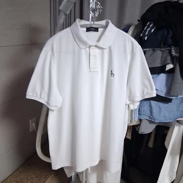 [BUNJANG] Hazzys Basic Logo Short Sleeve Polo Shirt White / 헤지스 기본 로고 반팔 카라티 화이트
