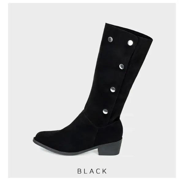 [BUNJANG] Florida Studio Suede Half Button Boots (Black) / 플로리다 스튜디오 스웨이드 하프 버튼 부츠 (블랙)