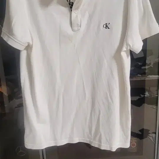 [BUNJANG] Calvin Klein Jeans White Polo T-shirt Slim Fit Size L / 캘빈클라인진스 화이트 폴로 반팔티 105 슬림핏
