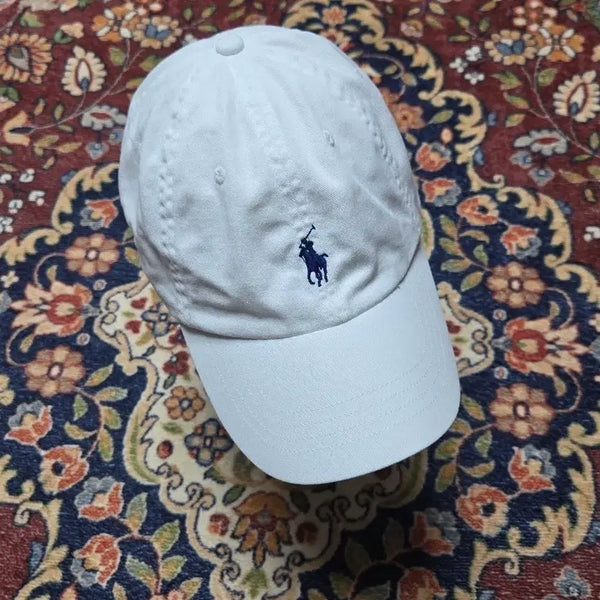 [BUNJANG] Polo Ralph Lauren Signature Chino Cotton Baseball Cap - White / 폴로 시그니처 치노 볼캡 [화이트]