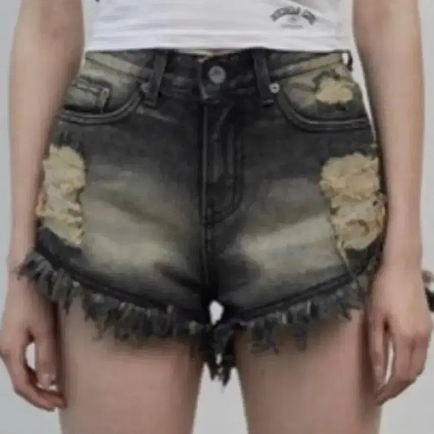 [BUNJANG] Bohemian Seoul Washed Denim Shorts Grey L / 보헤미안서울 워싱 데님 쇼츠 그레이 L사이즈
