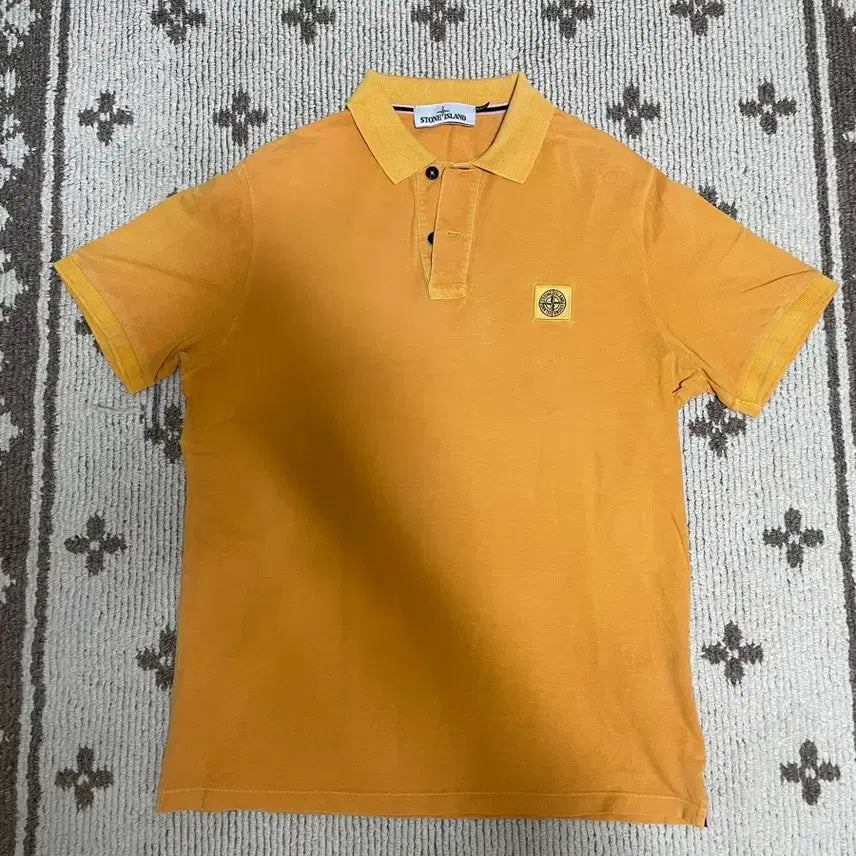 [BUNJANG] Stone Island Yellow Short Sleeve Polo Shirt / 스톤아일랜드 반팔 카라티