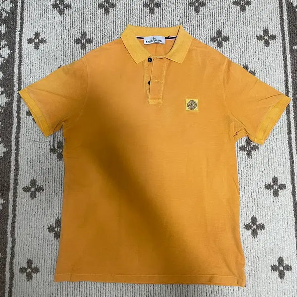 [BUNJANG] Stone Island Yellow Short Sleeve Polo Shirt / 스톤아일랜드 반팔 카라티