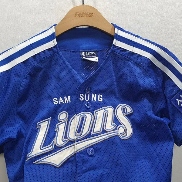 [BUNJANG] Nepos Samsung Lions Dynasty Cha Woo-chan Baseball Jersey (Youth Size 11) / 네포스 삼성라이온즈 왕조시절 차우찬 유니폼 11세용 (가로44 세로69)