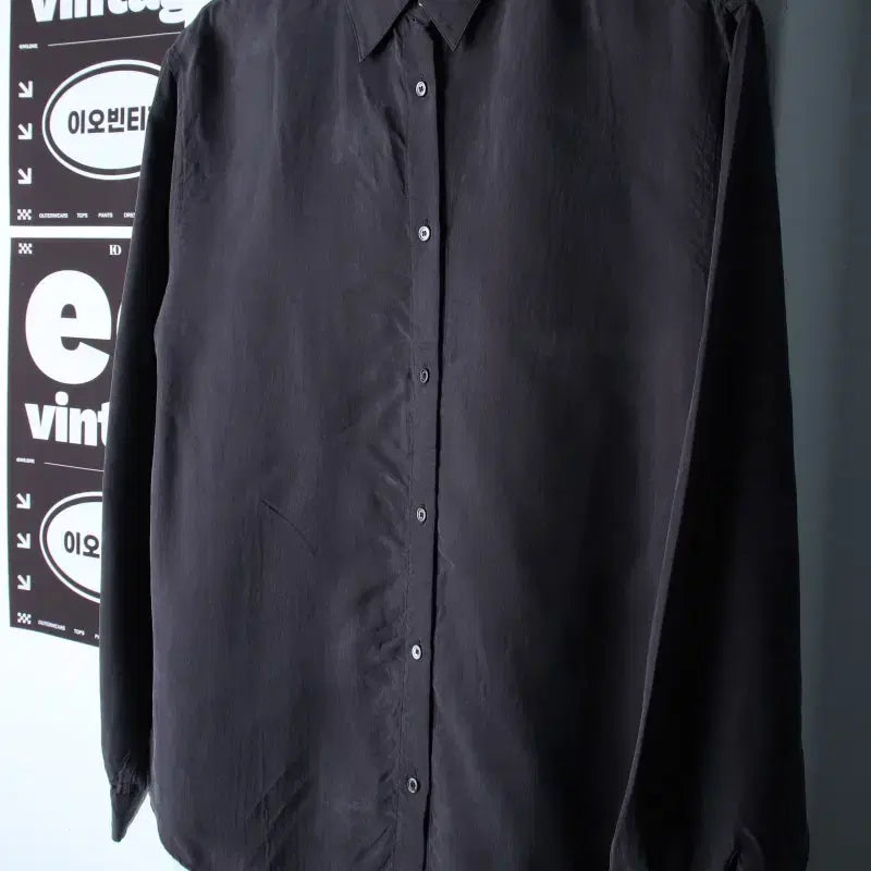 [BUNJANG] Nothing Written Satin Shirt Charcoal / W(F) 낫띵리튼 셔츠 남방 새틴 차콜 무지 유니크-H34270