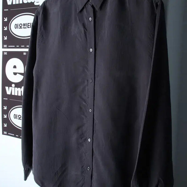 [BUNJANG] Nothing Written Satin Shirt Charcoal / W(F) 낫띵리튼 셔츠 남방 새틴 차콜 무지 유니크-H34270