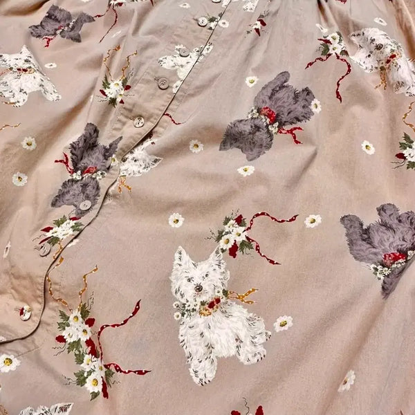 [BUNJANG] PINK HOUSE Dog Pattern Pintuck Long Dress / PINK HOUSE 핑크하우스 강이지패턴 핀턱 원피스