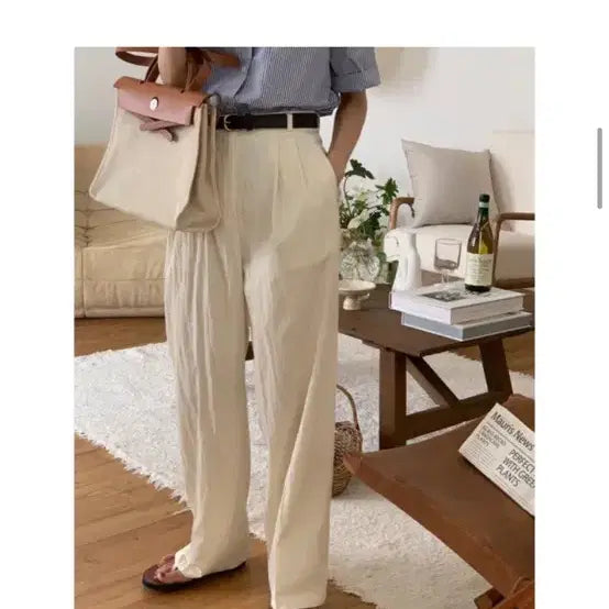 [BUNJANG] Hello Matilda Front Slacks Cream M / 헬로마틸다 프론트 슬랙스 새상품 크림 / M