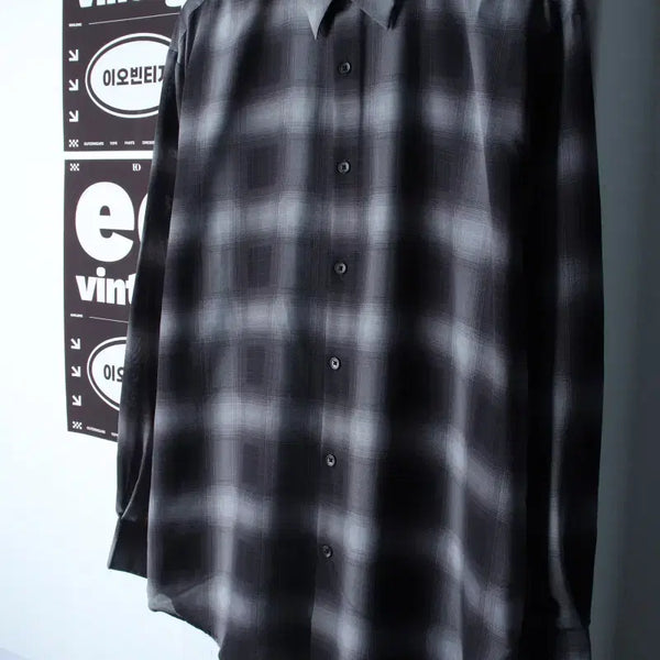 [BUNJANG] Gradient Check Lightweight Shirt (M-XL) / (M-XL) 셔츠 남방 체크 그라데이션 블랙 경량-H34272