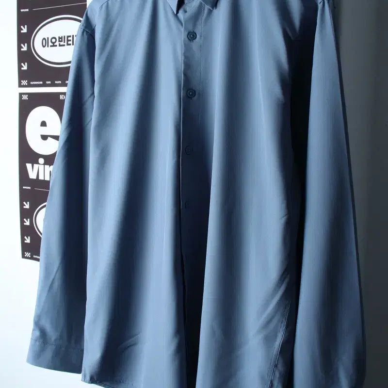 [BUNJANG] Musinsa Standard Solid Shirt / (L-XL) 무신사 스탠다드 셔츠 남방 연블루 무지 폴리-H34273