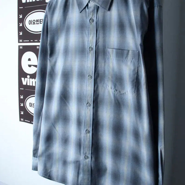[BUNJANG] Mind Bridge Checked Shirt (XL-2XL) Light Blue / (XL-2XL) 마인드브릿지 셔츠 남방 체크 연블루 아메카지-H34274