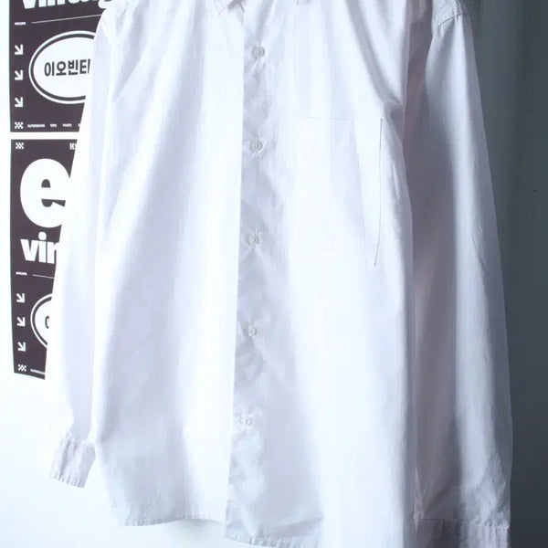 [BUNJANG] Uniqlo Plain White C-Line Shirt / (S) 유니클로 셔츠 남방 C라인 무지 화이트 놈코어-H34275