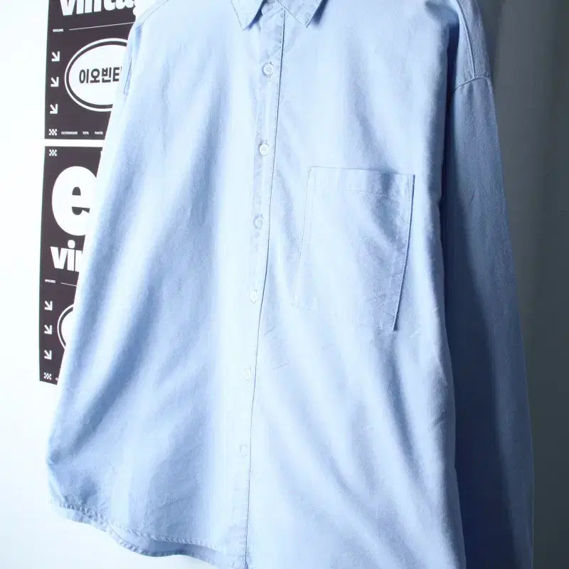 [BUNJANG] Topi Casual Shirt (Small Stain, Light Blue, Plain) / (M-L) 토피 셔츠 남방 작은오염 연블루 무지 아메카지-H34276