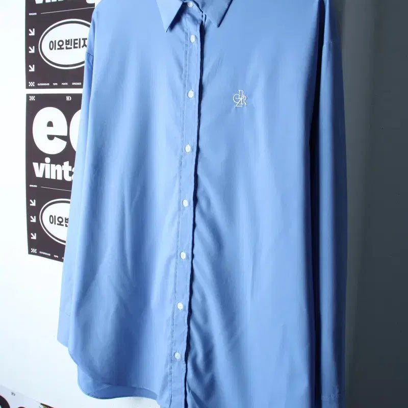 [BUNJANG] W(F) City Series Oversized Plain Poly Shirt - Light Blue / W(F) 시티브리즈 셔츠 남방 오버핏 연블루 무지 폴리 놈코어-H3427