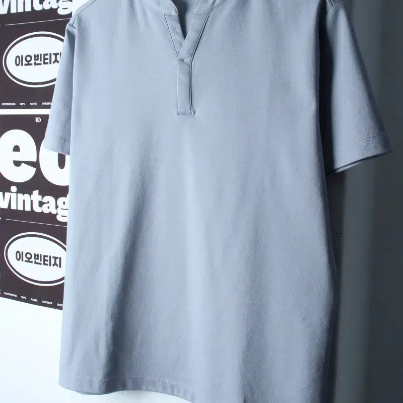[BUNJANG] Mind Bridge V-Neck Short Sleeve T-Shirt Light Blue / (M-L) 마인드브릿지 반팔 티셔츠 브이넥 연블루 무지-H34301