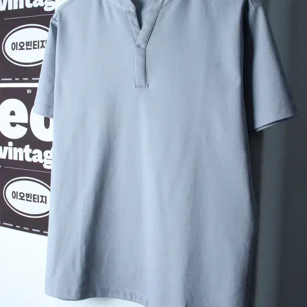 [BUNJANG] Mind Bridge V-Neck Short Sleeve T-Shirt Light Blue / (M-L) 마인드브릿지 반팔 티셔츠 브이넥 연블루 무지-H34301