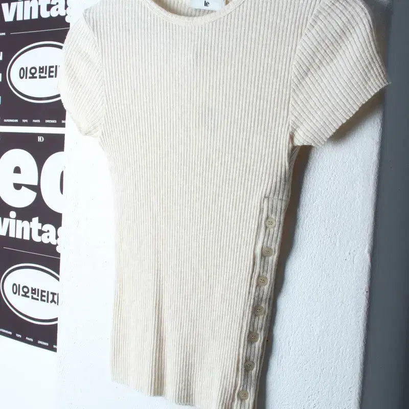 [BUNJANG] Ribbed Short Sleeve T-Shirt - Ivory / W(F) 르 반팔 티셔츠 새상품 골지 아이보리-H34230