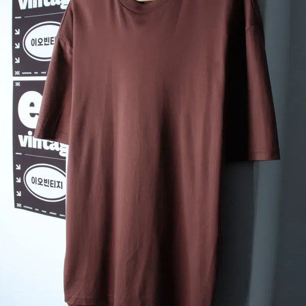[BUNJANG] ELM Wood Plain T-Shirt Brown L-XL / (L-XL) 엘무드 반팔 티셔츠 무지 브라운 놈코어-H34231