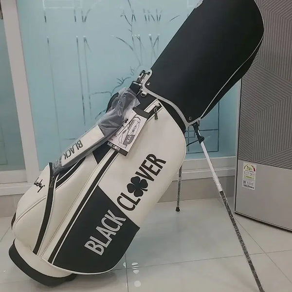[BUNJANG] Black Clover Stand Golf Bag White/Black / 블랙클로버 스탠드 골프백 흰색/검정