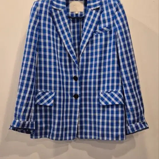 [BUNJANG] Maje Blue Check Jacket / 마쥬 블루 체크 자켓