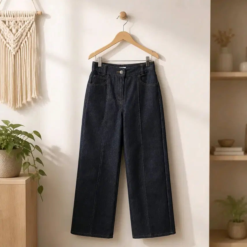 [BUNJANG] OBZEE 2023 Front Slit Wide Leg Denim Pants XS / 오브제 OBZEE 2023 프론트 절개 와이드 데님 팬츠 XS사이즈