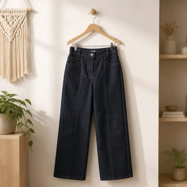[BUNJANG] OBZEE 2023 Front Slit Wide Leg Denim Pants XS / 오브제 OBZEE 2023 프론트 절개 와이드 데님 팬츠 XS사이즈