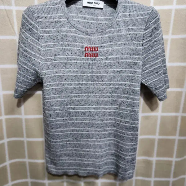 [BUNJANG] Miu Miu Ribbed Short Sleeve Knit / 미우미우 리브드 반팔 니트
