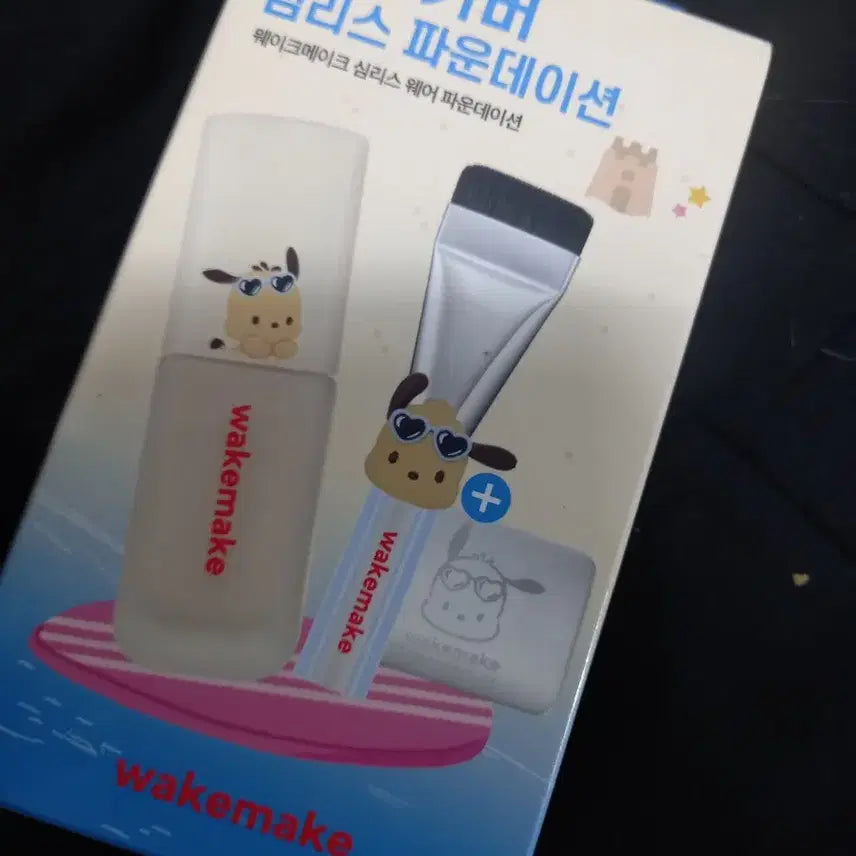[BUNJANG] WAKEMAKE Seamless Wear Foundation Tanning Pochacco Spatula Brush Mixing Palette Set / 웨이크메이크 심리스웨어 파운데이션 태닝포차코 스파츌라브러쉬 믹싱팔레트세트