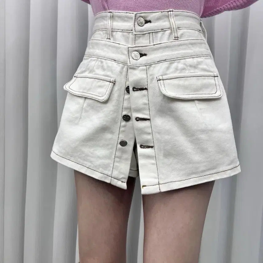 [BUNJANG] Two-Way Double Button Skirt Pants / 새상품)투웨이 이중 버튼 치마바지