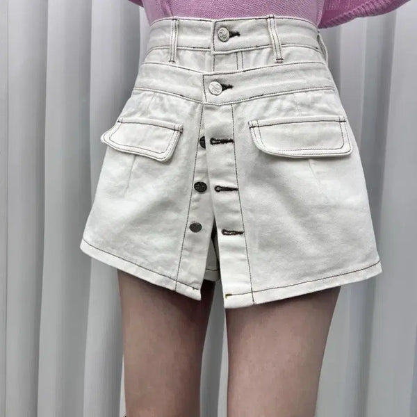[BUNJANG] Two-Way Double Button Skirt Pants / 새상품)투웨이 이중 버튼 치마바지