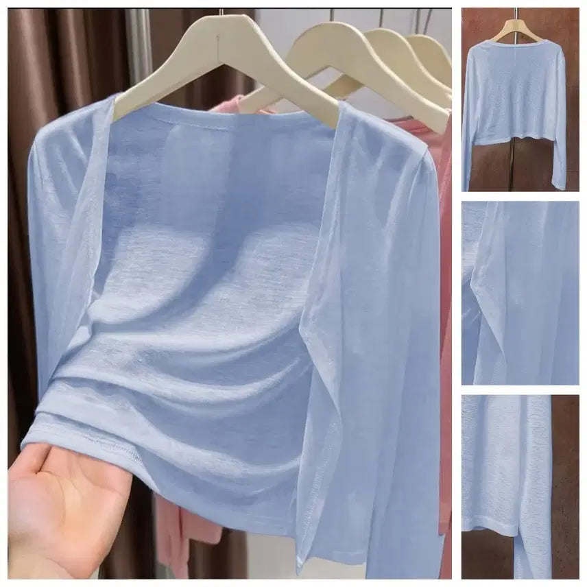 [BUNJANG] Light Blue Open-Style Cardigan / 하늘색 얇은 가디건
