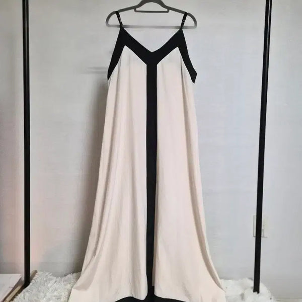 [BUNJANG] L-Size Long Dress (Beige/Black) / 새옷 L) 롱 원피스 베이지/블랙
