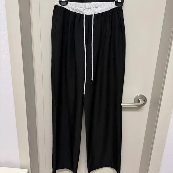 [BUNJANG] Colorblock String Detail Slacks Pants / 새깅 배색 슬랙스 팬츠