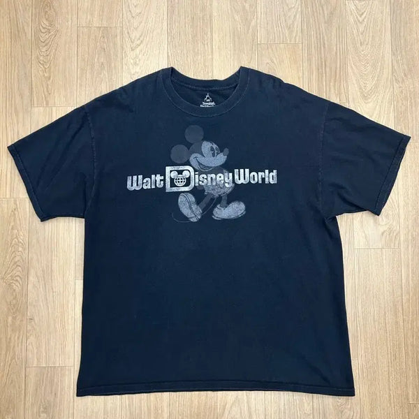 [BUNJANG] Disney World Mickey Mouse Printing Short Sleeve T-Shirt XXL Black Hanes / 디즈니월드 미키마우스 프린팅 반팔티 XXL 블랙 Hanes