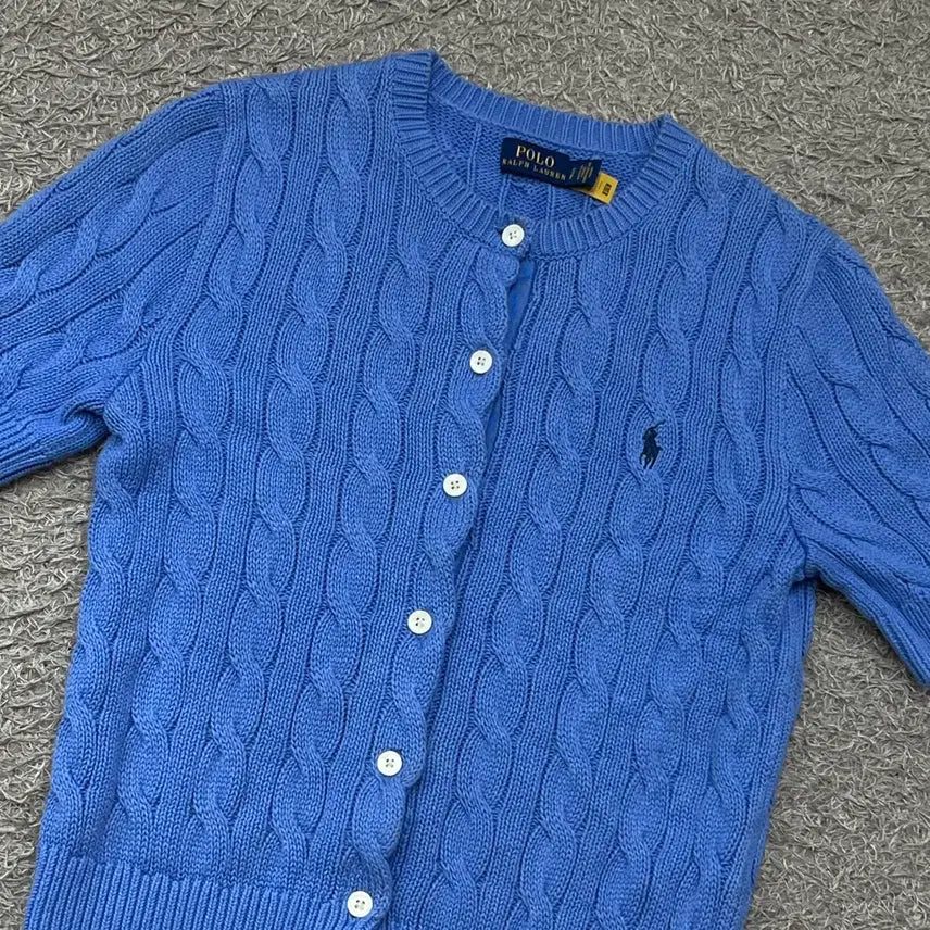 [BUNJANG] Polo Ralph Lauren Women's New Cable Knit Short Sleeve Cardigan / [우먼90] 폴로 신형케이블반팔가디건