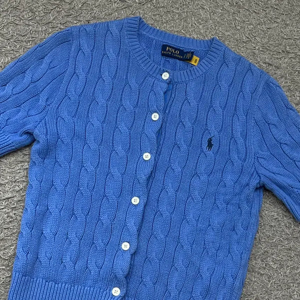 [BUNJANG] Polo Ralph Lauren Women's New Cable Knit Short Sleeve Cardigan / [우먼90] 폴로 신형케이블반팔가디건
