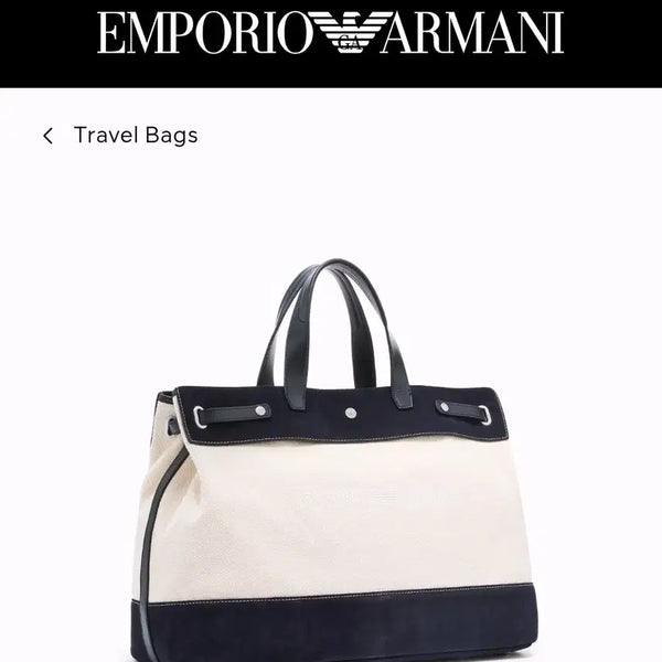 [BUNJANG] Emporio Armani Canvas & Leather Trim Tote Bag / 엠포리오 아르마니 캔버스 가방